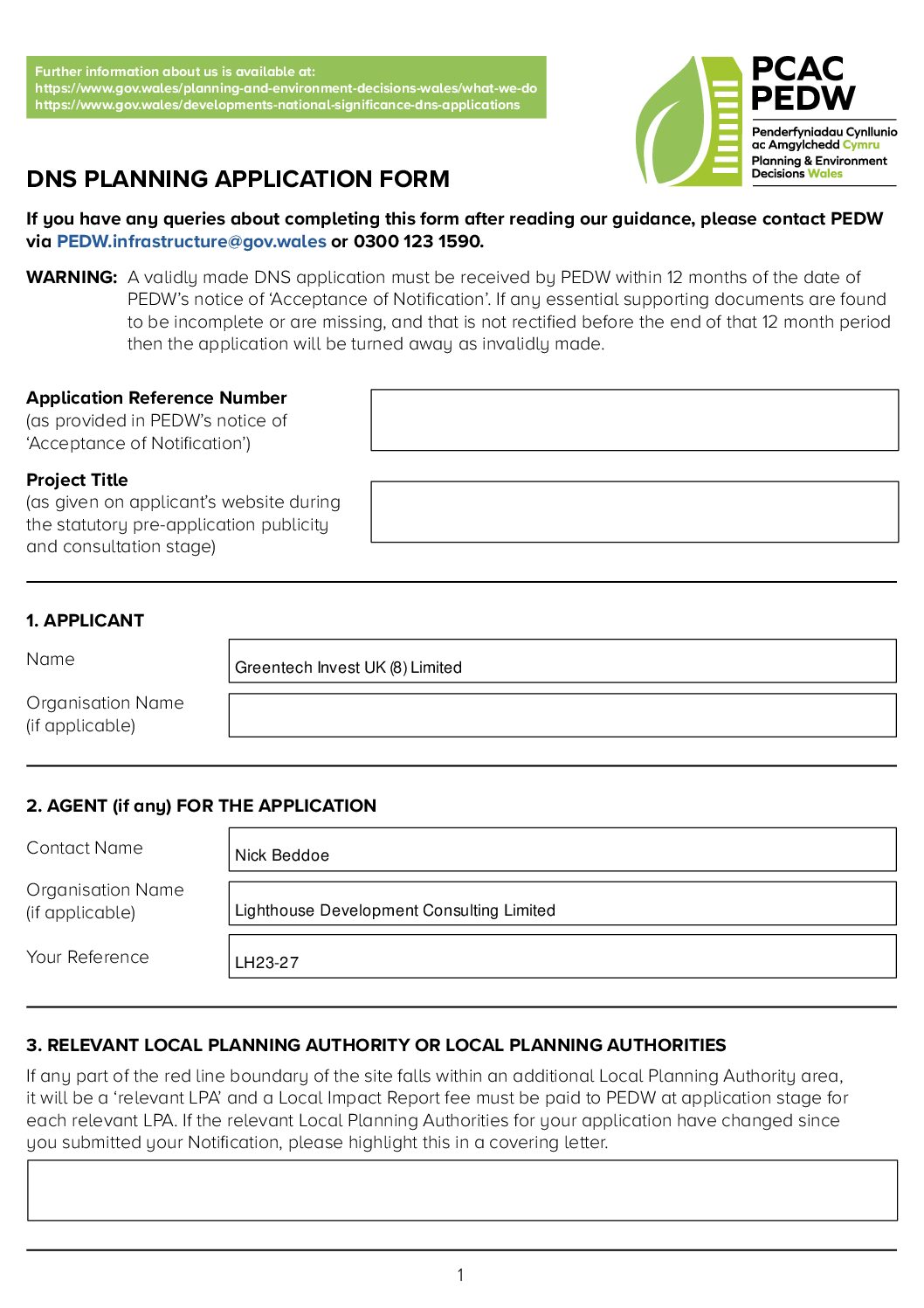 DRAFT DNS Application Forms